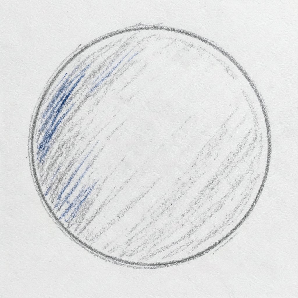 A simple round placeholder portrait sketched in soft gray pencil strokes, neutral and anonymous.